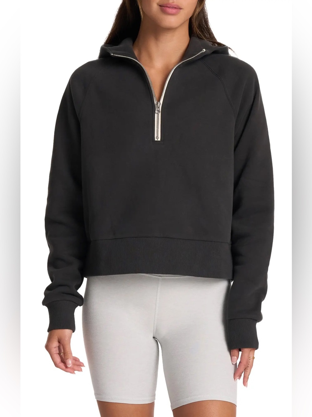 Vuori Washed Black Half-Zip Hooded Sweatshirt